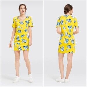 Draper James Yellow Hillsboro Summerall Shift Dress Floral Size XS